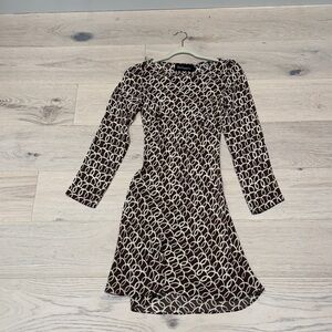 Realisation Par Black and White Patterned Long Sleeve Dress